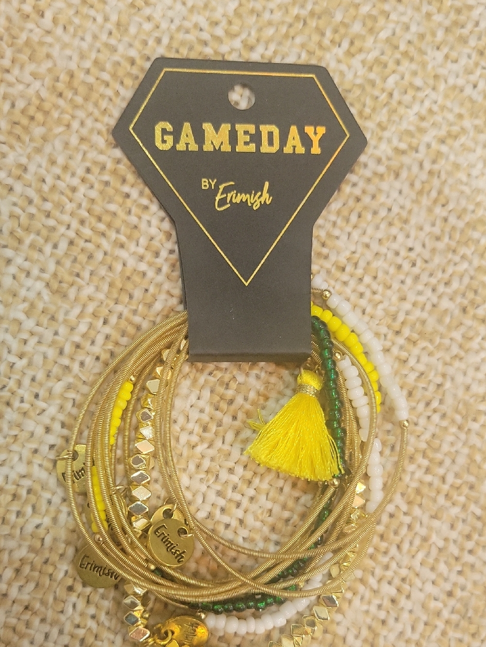 Gameday By Erimish Yellow, Gold & Green Layered Bracelet Set